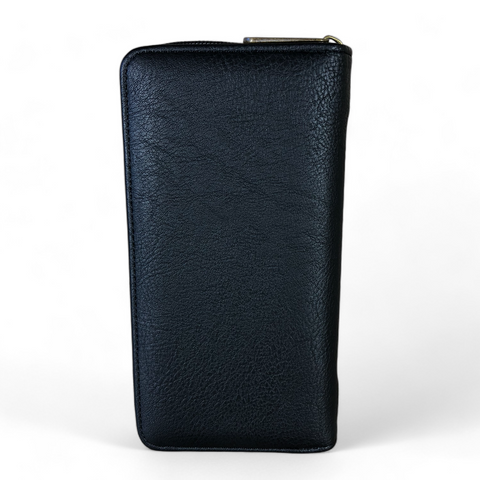 Cotton Road Card Holder: Large BLACK PU Leather