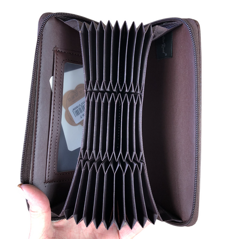 Cotton Road Card Holder: Large BROWN PU Leather