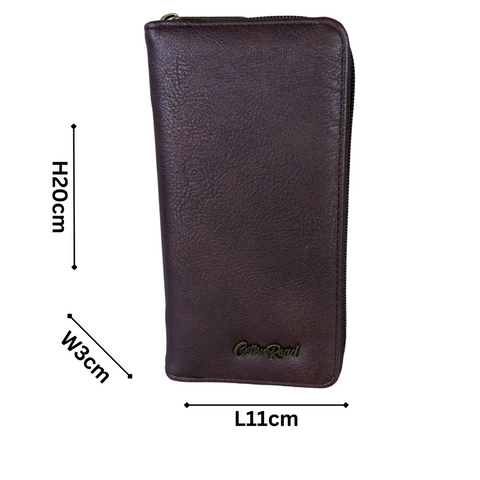 Cotton Road Card Holder: Large BROWN PU Leather