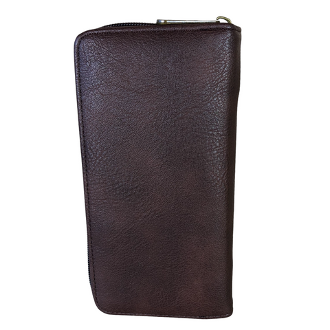 Cotton Road Card Holder: Large BROWN PU Leather