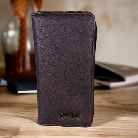 Cotton Road Card Holder: Large BROWN PU Leather