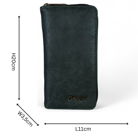 Cotton Road Card Holder: Large GREEN PU Leather CARD Holder