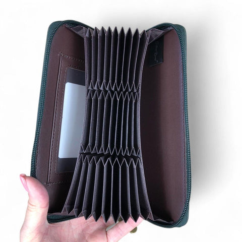 Cotton Road Card Holder: Large GREEN PU Leather CARD Holder