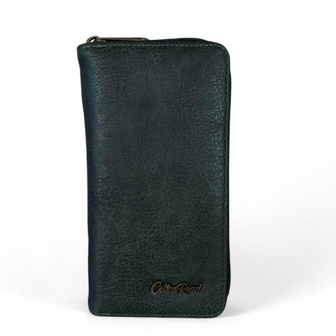 Cotton Road Card Holder: Large GREEN PU Leather CARD Holder