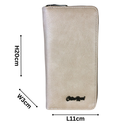 Cotton Road Card Holder: Large KHAKI PU Leather