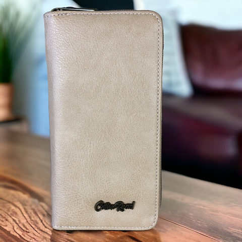 Cotton Road Card Holder: Large KHAKI PU Leather