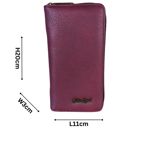 Cotton Road Card Holder: Large MAROON PU Leather