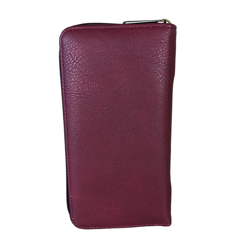 Cotton Road Card Holder: Large MAROON PU Leather