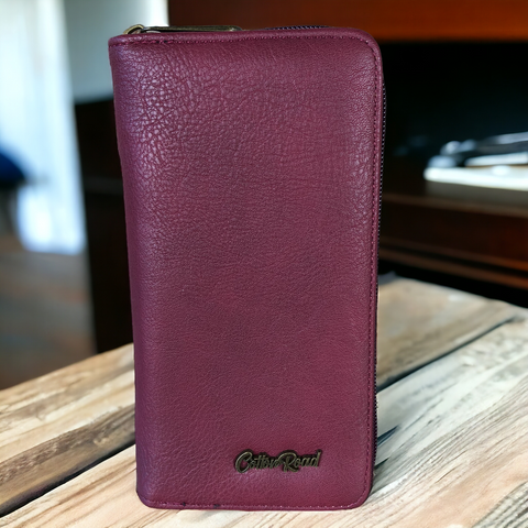 Cotton Road Card Holder: Large MAROON PU Leather