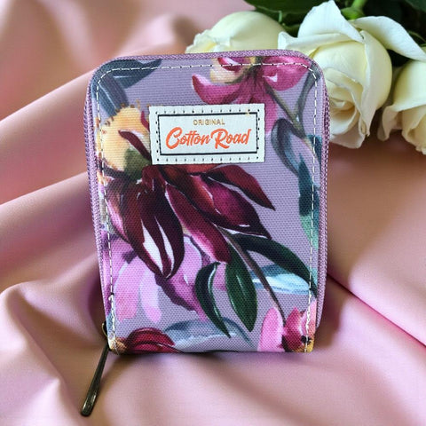 Cotton Road Card Holder: MAUVE FLORAL PVC Card Holder