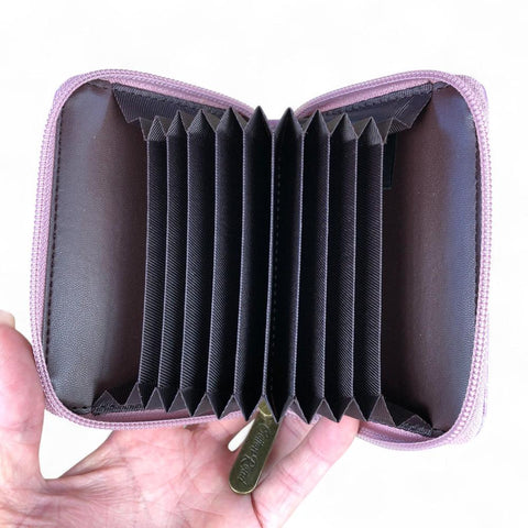 Cotton Road Card Holder: PINK PVC Card Holder with PROTEA