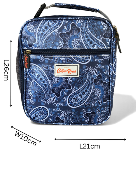 Cotton Road Cooler: BLUE PAISLEY PVC Lunch Box Cooler Bag