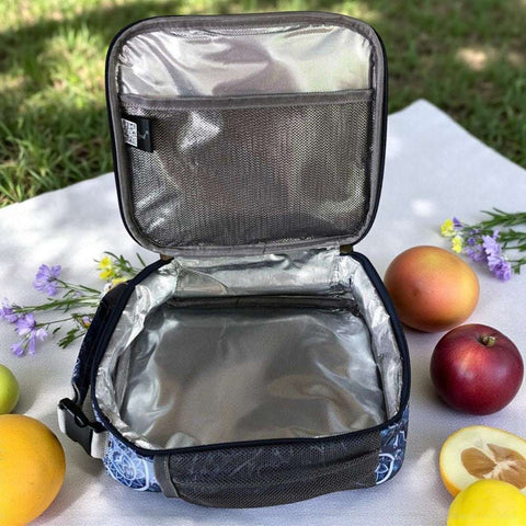 Cotton Road Cooler: BLUE PAISLEY PVC Lunch Box Cooler Bag