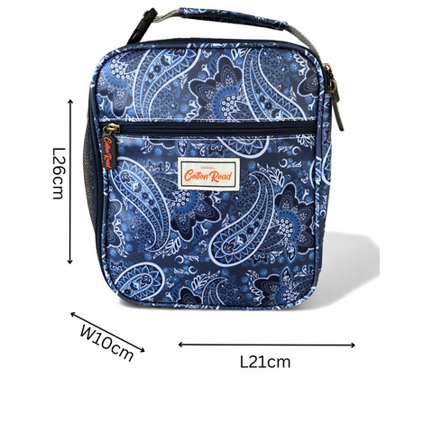 Cotton Road Cooler: BLUE PAISLEY PVC Lunch Box Cooler / Vanity Bag