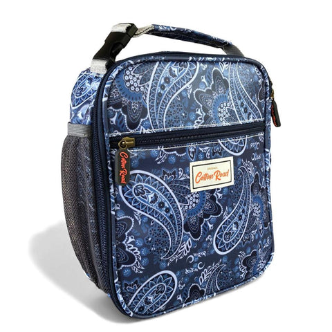 Cotton Road Cooler: BLUE PAISLEY PVC Lunch Box Cooler / Vanity Bag