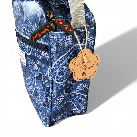 Cotton Road Cooler: BLUE PAISLEY PVC Lunch Box Cooler / Vanity Bag