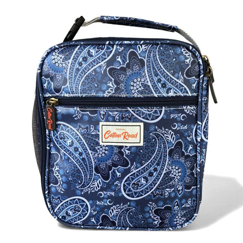 Cotton Road Cooler: BLUE PAISLEY PVC Lunch Box Cooler / Vanity Bag