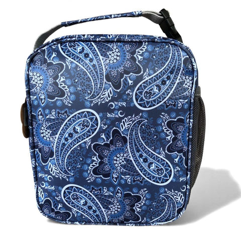 Cotton Road Cooler: BLUE PAISLEY PVC Lunch Box Cooler / Vanity Bag