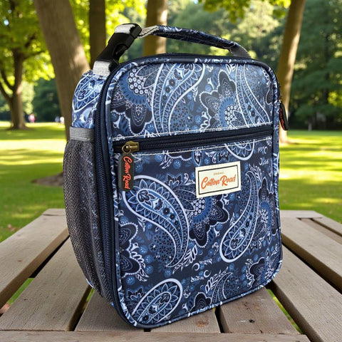 Cotton Road Cooler: BLUE PAISLEY PVC Lunch Box Cooler / Vanity Bag