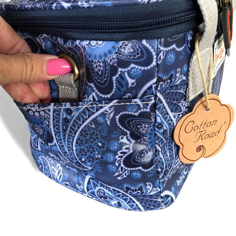 Cotton Road Cooler: BLUE PVC Cotton Road Lunch Box Cooler Bag with PAISLEY Print