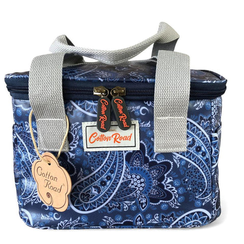 Cotton Road Cooler: BLUE PVC Cotton Road Lunch Box Cooler Bag with PAISLEY Print