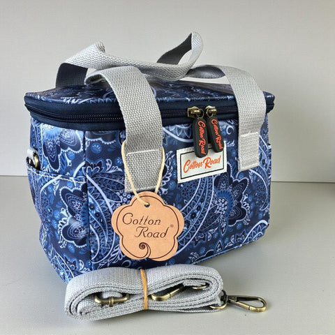 Cotton Road Cooler: BLUE PVC Cotton Road Lunch Box Cooler Bag with PAISLEY Print