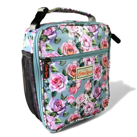 Cotton Road Cooler: BLUE PVC Cotton Road Lunch Box Cooler Bag with ROSES