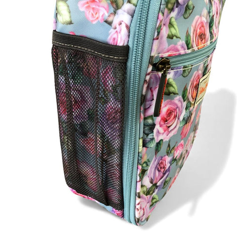 Cotton Road Cooler: BLUE PVC Cotton Road Lunch Box Cooler Bag with ROSES
