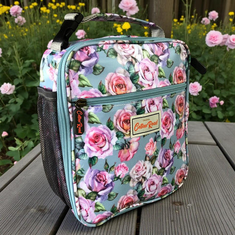 Cotton Road Cooler: BLUE PVC Cotton Road Lunch Box Cooler Bag with ROSES