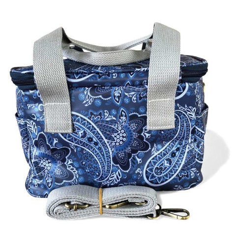 Cotton Road Cooler: BLUE PVC Cotton Road Lunch Cooler Bag with PAISLEY Print