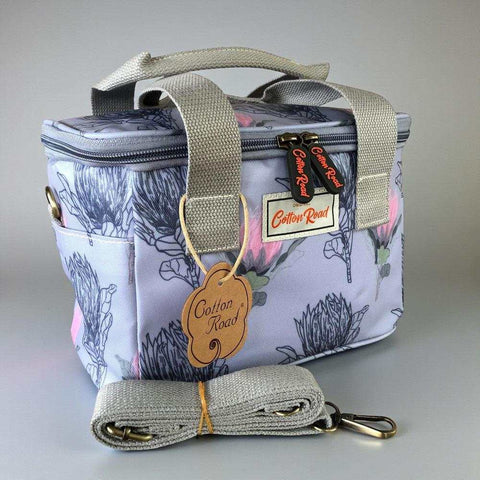Cotton Road Cooler: BLUE PVC Cotton Road Lunch Cooler Bag with PROTEAS
