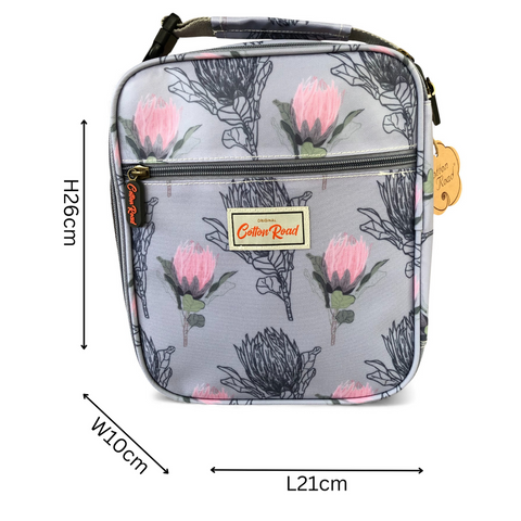 Cotton Road Cooler: BLUE PVC Lunch Box Cooler Bag with PROTEAS Design