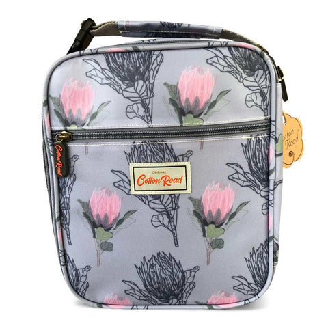 Cotton Road Cooler: BLUE PVC Lunch Box Cooler Bag with PROTEAS Design