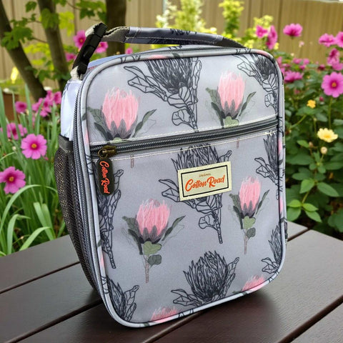 Cotton Road Cooler: BLUE PVC Lunch Box Cooler Bag with PROTEAS Design