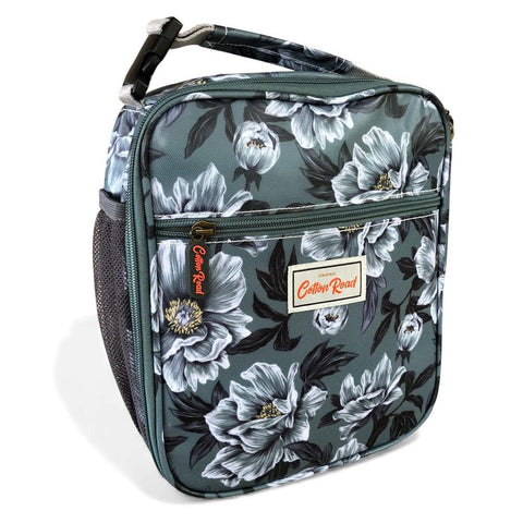 Cotton Road Cooler: GREEN FLORAL PVC Lunch Box Cooler Bag