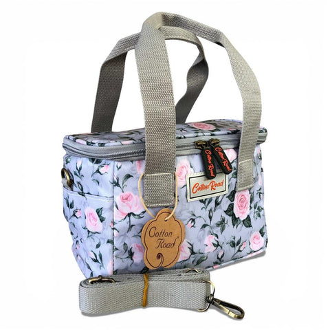 Cotton Road Cooler: GREY PVC Cotton Road Lunch Box Cooler Bag with ROSES