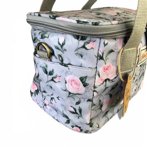 Cotton Road Cooler: GREY PVC Cotton Road Lunch Box Cooler Bag with ROSES
