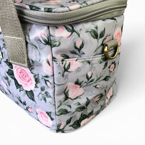 Cotton Road Cooler: GREY PVC Cotton Road Lunch Box Cooler Bag with ROSES