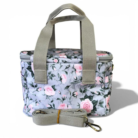 Cotton Road Cooler: GREY PVC Cotton Road Lunch Box Cooler Bag with ROSES
