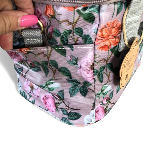 Cotton Road Cooler: MAUVE PVC Cotton Road Lunch Box Cooler Bag with FLOWERS