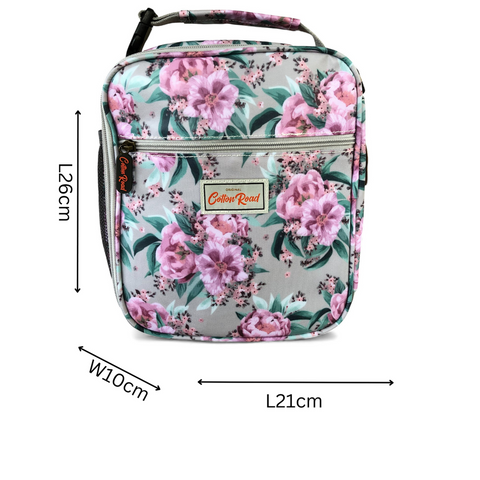 Mint green floral Cotton Road travel bag and matching cooler vanity set with durable PVC design
