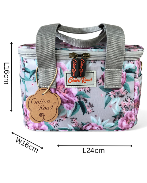 Cotton Road Cooler: MINT GREEN PVC Cotton Road Lunch Box Cooler Bag with FLOWERS