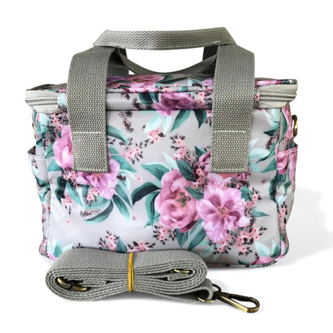 Cotton Road Cooler: MINT GREEN PVC Cotton Road Lunch Box Cooler Bag with FLOWERS