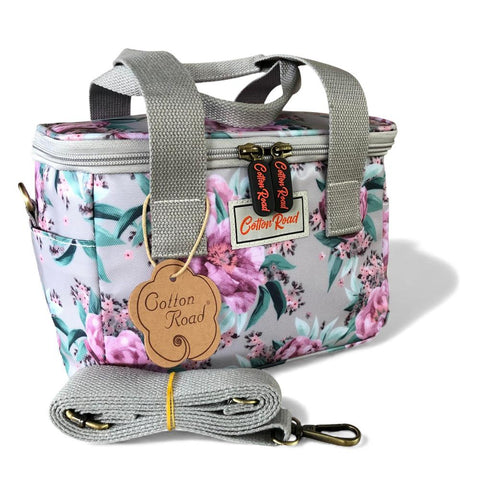 Cotton Road Cooler: MINT GREEN PVC Cotton Road Lunch Box Cooler Bag with FLOWERS