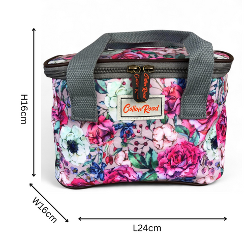 Cotton Road Cooler: PINK PVC Lunch Box Cooler Bag with FLOWERS