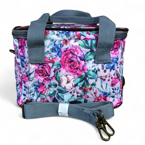 Cotton Road Cooler: PINK PVC Lunch Box Cooler Bag with FLOWERS