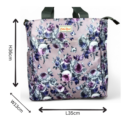 Cotton Road Cooler: PURPLE Large FLORAL PVC Cooler Bag