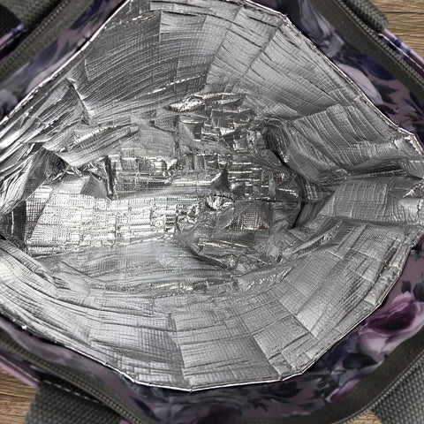 Cotton Road Cooler: PURPLE Large FLORAL PVC Cooler Bag