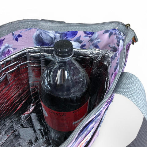 Cotton Road Cooler: PURPLE Large FLORAL PVC Cooler Bag
