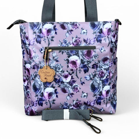 Cotton Road Cooler: PURPLE Large FLORAL PVC Cooler Bag